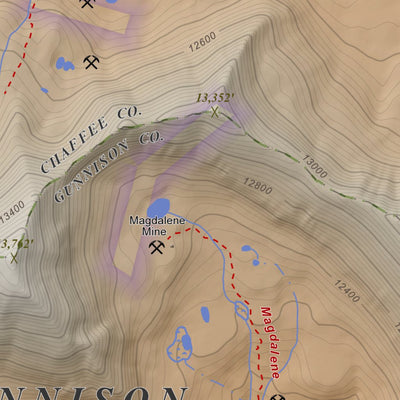 Apogee Mapping, Inc. Mount Harvard, Colorado 7.5 Minute Topographic Map - Color Hillshade digital map