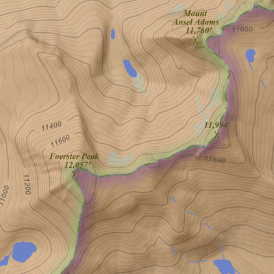 Apogee Mapping, Inc. Mount Lyell, California 7.5 Minute Topographic Map - Color Hillshade digital map