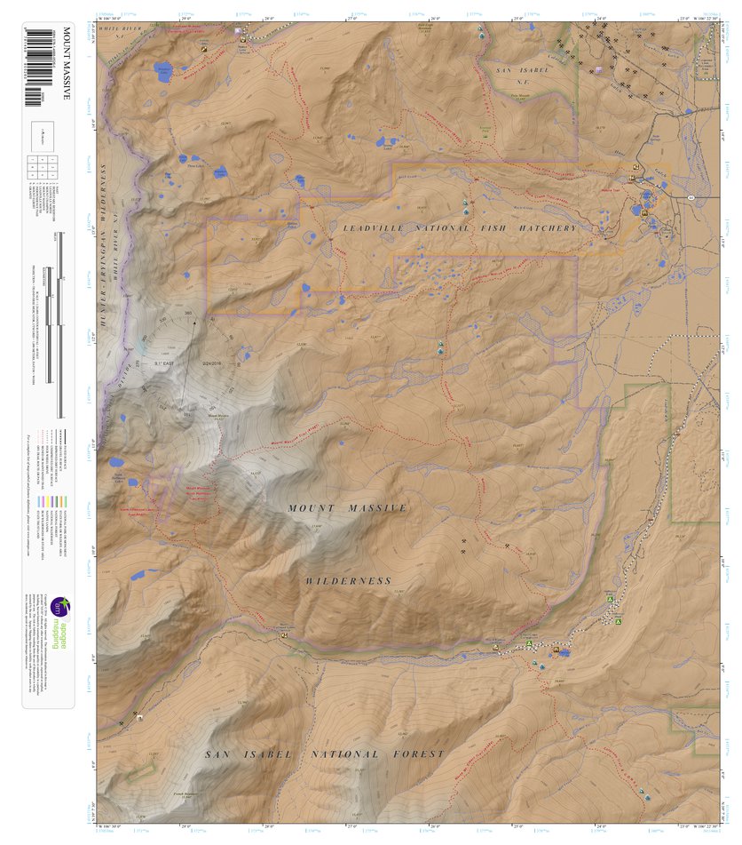 Topographic Map Color Mount Massive, Colorado 7.5 Minute Topographic Map - Color Hillshade by ...