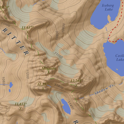 Apogee Mapping, Inc. Mount Ritter, California 7.5 Minute Topographic Map - Color Hillshade digital map