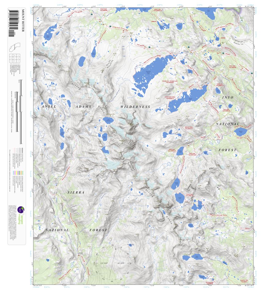 Mount Ritter, California 7.5 Minute Topographic Map by Apogee Mapping ...