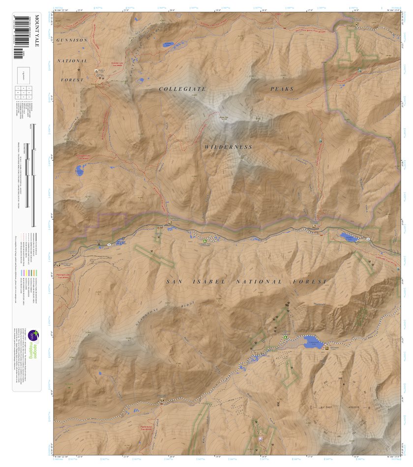 Mount Yake Map Mount Yale, Colorado 7.5 Minute Topographic Map - Color Hillshade by ...
