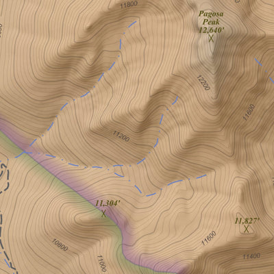 Topographic Map Color Pagosa Peak, Colorado 7.5 Minute Topographic Map - Color Hillshade by ...