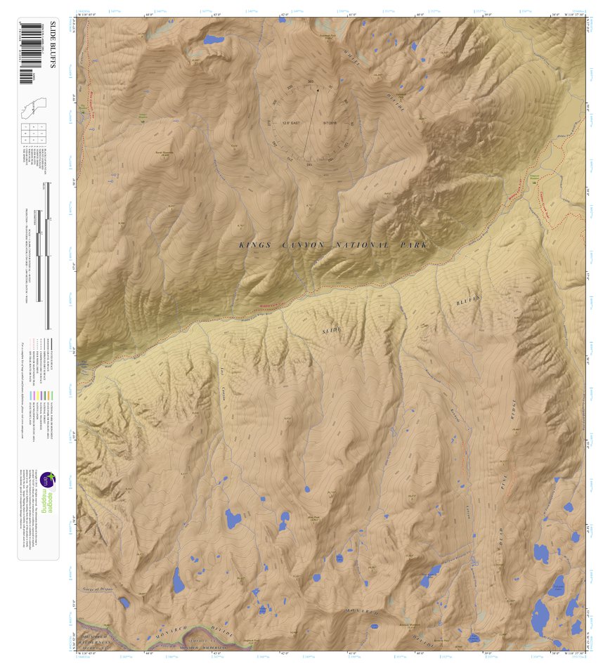 Slide Bluffs, California 7.5 Minute Topographic Map - Color Hillshade ...