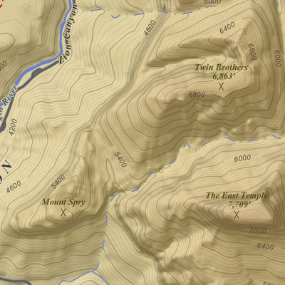 Apogee Mapping, Inc. Springdale East, Utah 7.5 Minute Topographic Map - Color Hillshade digital map