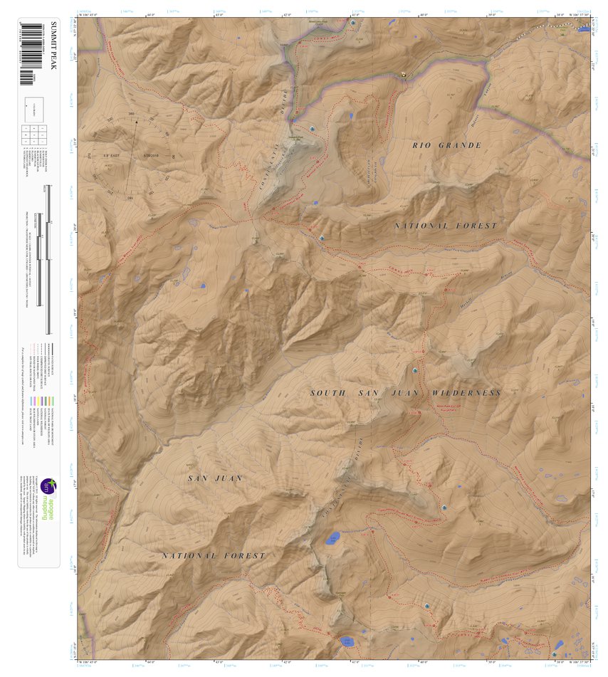 Summit Ridge Maps Summit Peak, Colorado 7.5 Minute Topographic Map - Color Hillshade by ...