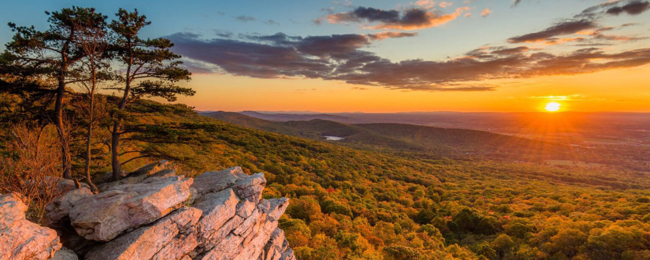 Sunset view from Annapolis Rocks, along the Appalachian Trail on South Mountain, Maryland