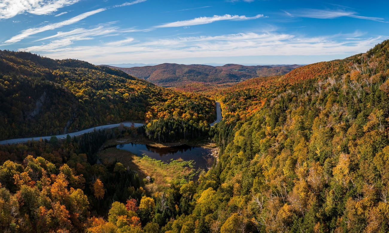 Aerial view of Appalachian Gap road in Vermont