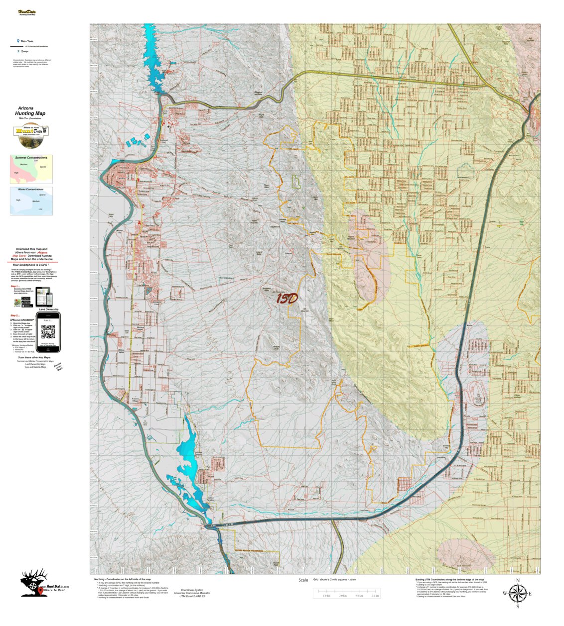 AZ Unit 36A Mule Deer Concentrations Map by Arizona HuntData LLC