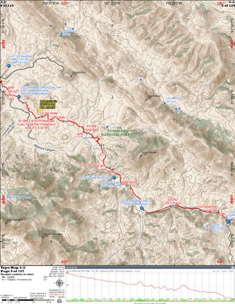 Arizona Trail Association ANST Topo Map 03-3 Canelo Hills West 3 digital map