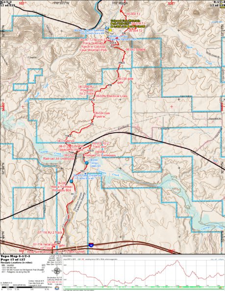 Arizona Trail Association ANST Topo Map 08-1/7-3 Rincon Valley 1 digital map