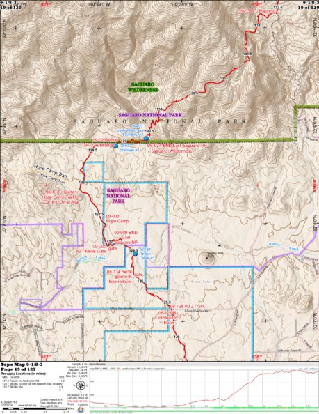 Arizona Trail Association ANST Topo Map 09-1/8-3 Rincon Mountains 1 digital map
