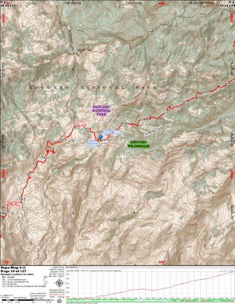 Arizona Trail Association ANST Topo Map 09-2 Rincon Mountains 2 digital map