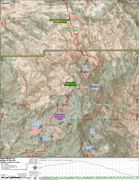 Arizona Trail Association ANST Topo Map 09-3 Rincon Mountains 3 digital map