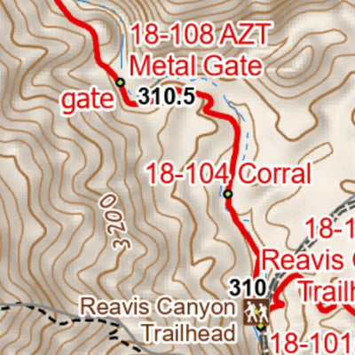 Arizona Trail Association ANST Topo Map 18-3 Reavis Canyon 3 digital map
