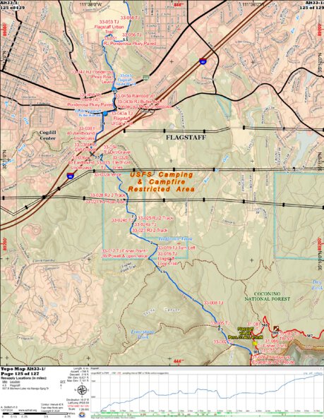 Arizona Trail Association ANST Topo Map Alt33-1 Flagstaff 1 digital map