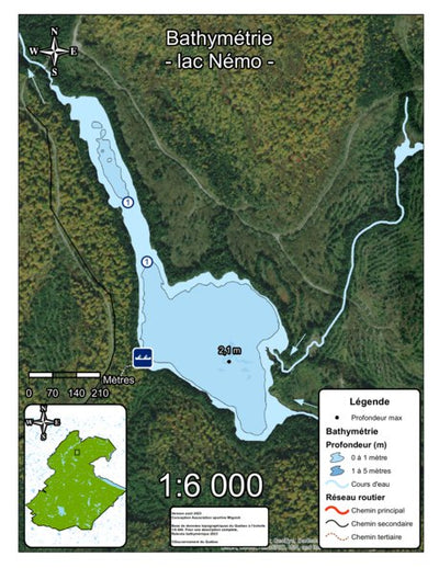 Association sportive Miguick Bathymétrie lac Némo - zec Rivière-Blanche digital map