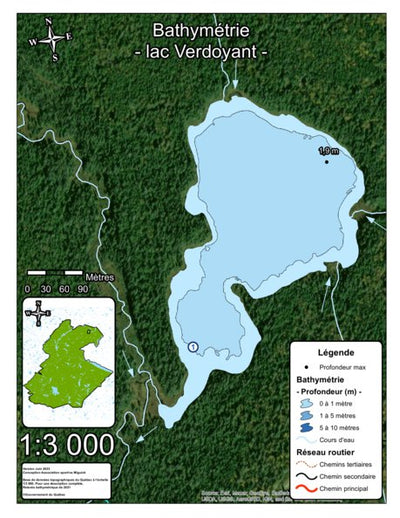 Association sportive Miguick Bathymétrie lac Verdoyant - zec de la Rivière-Blanche digital map