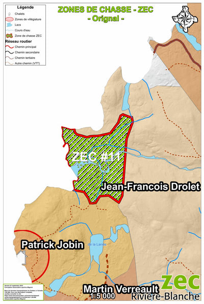 Association sportive Miguick Carte des zones de chasse - Zone ZEC #11 digital map
