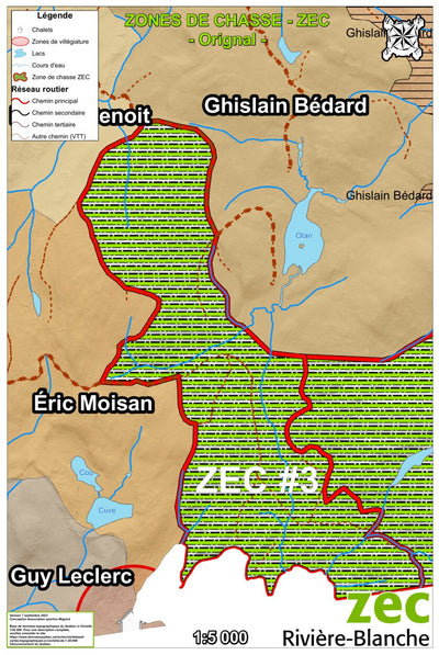 Association sportive Miguick Carte des zones de chasse - Zone ZEC #3 digital map