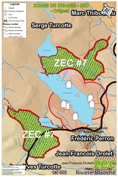 Association sportive Miguick Carte des zones de chasse - Zone ZEC #7 digital map
