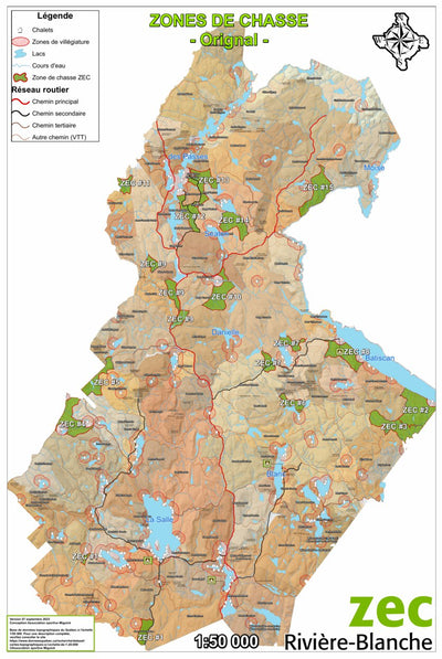 Association sportive Miguick Carte territoire de chasse Zec de la Rivière-Blanche digital map