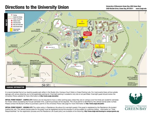Directions to University Union - University of Wisconsin-Green Bay Map ...