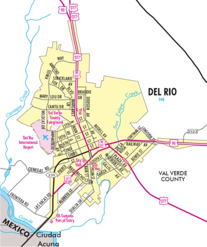 Highway Map of Del Rio - Texas by Avenza Systems Inc. | Avenza Maps