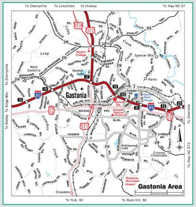 Avenza Systems Inc. Highway Map of Gastonia - North Carolina digital map