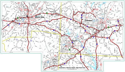 Avenza Systems Inc. Highway Map of Greensboro and Winston-Salem - North Carolina digital map