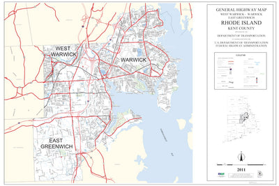 Avenza Systems Inc. Highway Map of Kent County (Warwick/West Warwick/East Greenwich) - Rhode Island digital map