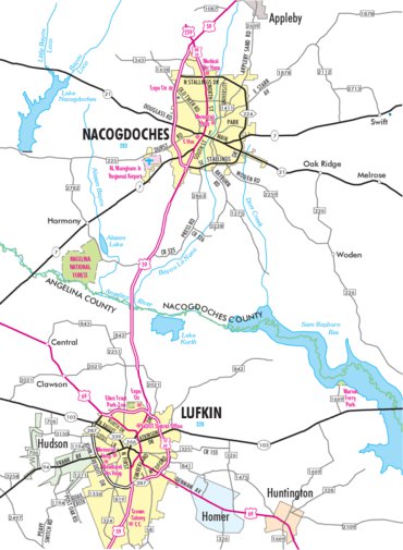 Avenza Systems Inc. Highway Map of Lufkin and Nacogdoches - Texas digital map