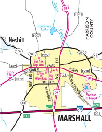 Avenza Systems Inc. Highway Map of Marshall - Texas digital map