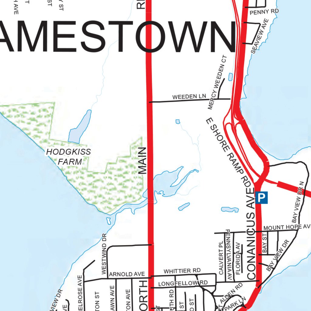 Highway Map of Newport County (Jamestown) Rhode Island by Avenza