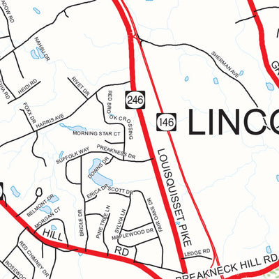 Avenza Systems Inc. Highway Map of Providence County (Woonsocket/Lincoln/Cumberland) - Rhode Island digital map