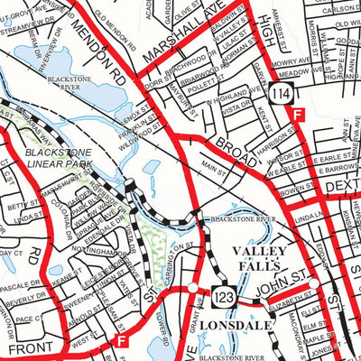 Avenza Systems Inc. Highway Map of Providence County (Woonsocket/Lincoln/Cumberland) - Rhode Island digital map