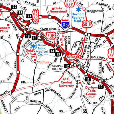 Avenza Systems Inc. Highway Map of Raleigh and Durham - North Carolina digital map