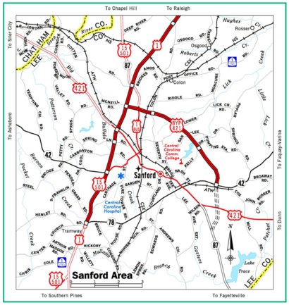 Highway Map of Sanford - North Carolina by Avenza Systems Inc. | Avenza ...