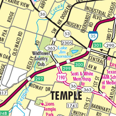 Avenza Systems Inc. Highway Map of Temple - Texas Area digital map