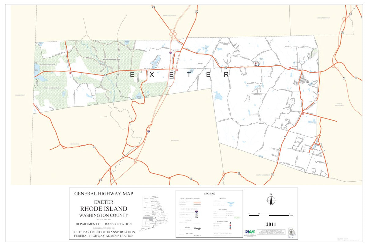 Highway Map of Washington County (Exeter) - Rhode Island by Avenza ...