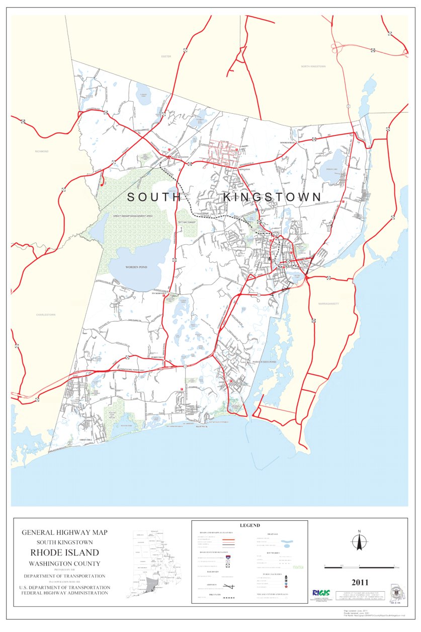 Highway Map of Washington County (South Kingstown) - Rhode Island by ...