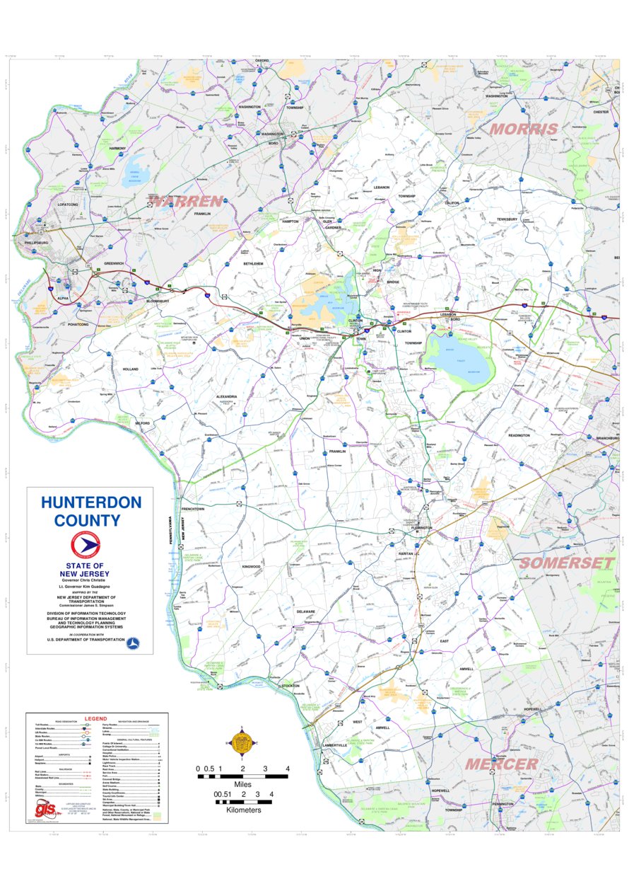 Hunterdon County - New Jersey Map by Avenza Systems Inc. | Avenza Maps