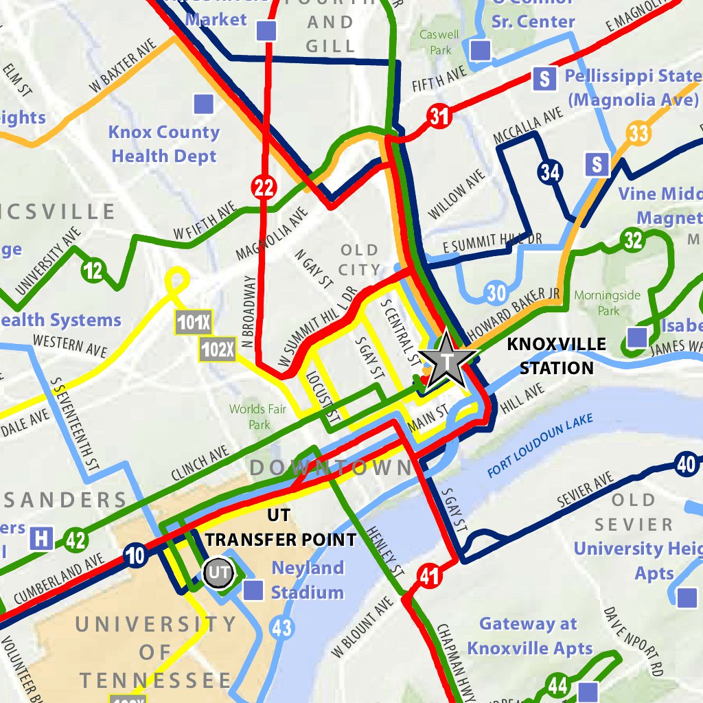 Kat Maps Knoxville TN Transit Map by Avenza Systems Inc. | Avenza Maps