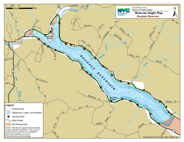 Rondout Reservoir  Fishing guide, Map, Reservoir