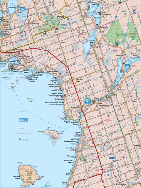 Backroad Mapbooks CCON22 Beaverton - Cottage Country Ontario Topo digital map