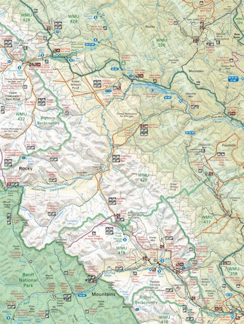 CEAB03 Ram Falls - Central Alberta Topo Map by Backroad Mapbooks ...