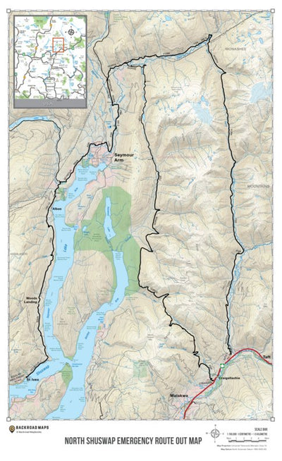 Backroad Mapbooks North Shuswap Emergency Route Out Map - British Columbia digital map