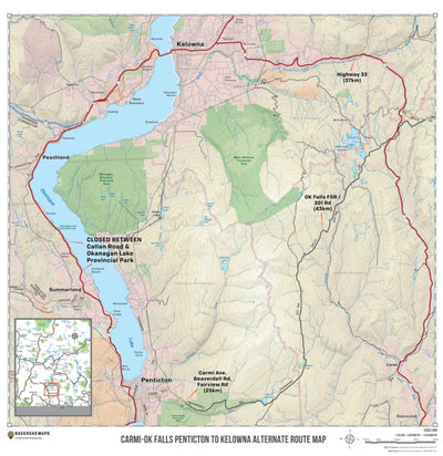 Backroad Mapbooks Penticton to Kelowna Alternative Route Map digital map