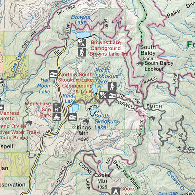 Backroad Mapbooks Spokane & Colville Forest East Recreation Map digital map