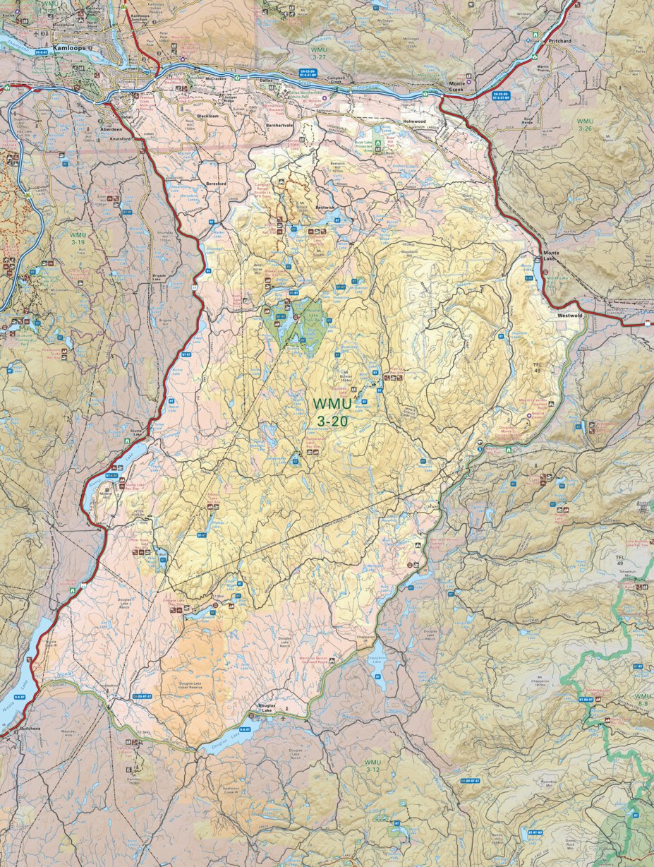 WMU 3-20 Thompson Region BC Hunting Topo Map by Backroad Mapbooks ...